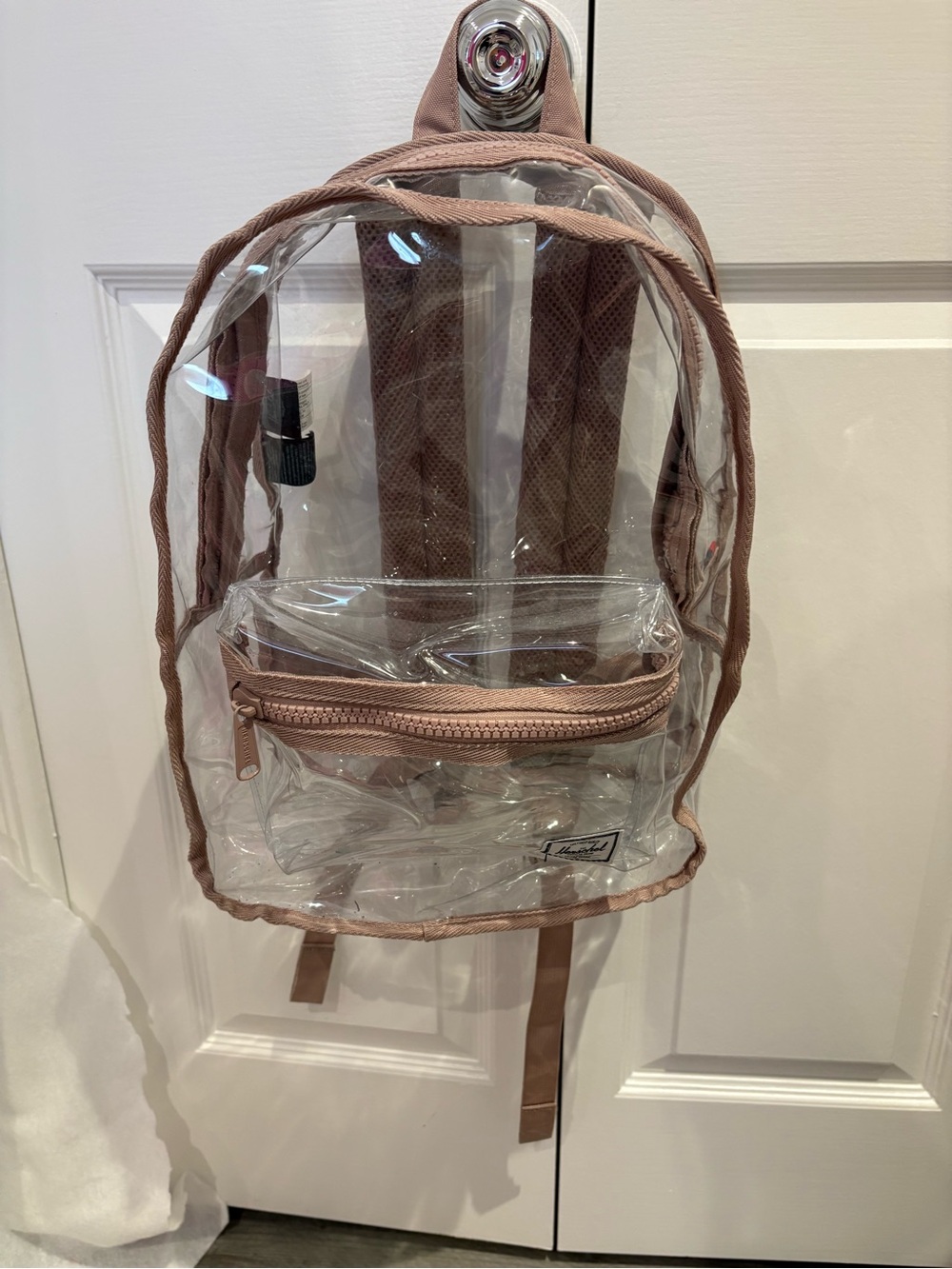 Herschel Clear Backpack with Dusty Pink Trim